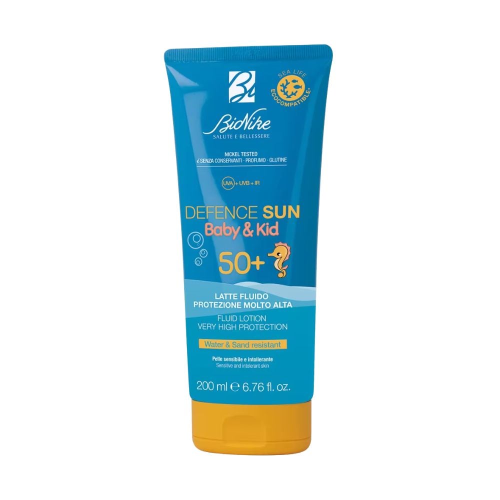 BIONIKE Defence Sun 50+ BB&Kid Fluido, lapte de corp cu protectie solara foarte ridicata, 50ml