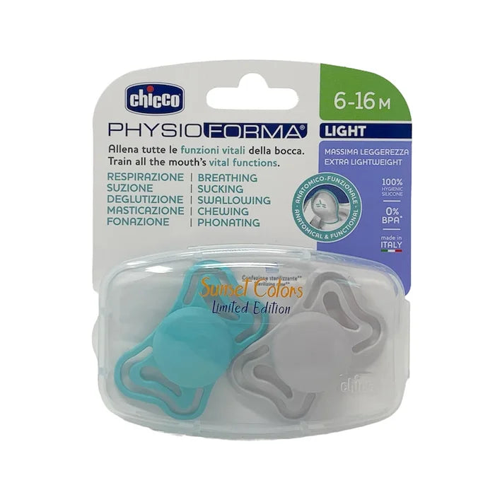 CHICCO PHYSIOFORMA – Suzeta Light Sunset, 6-16 luni, Tetină din Silicon