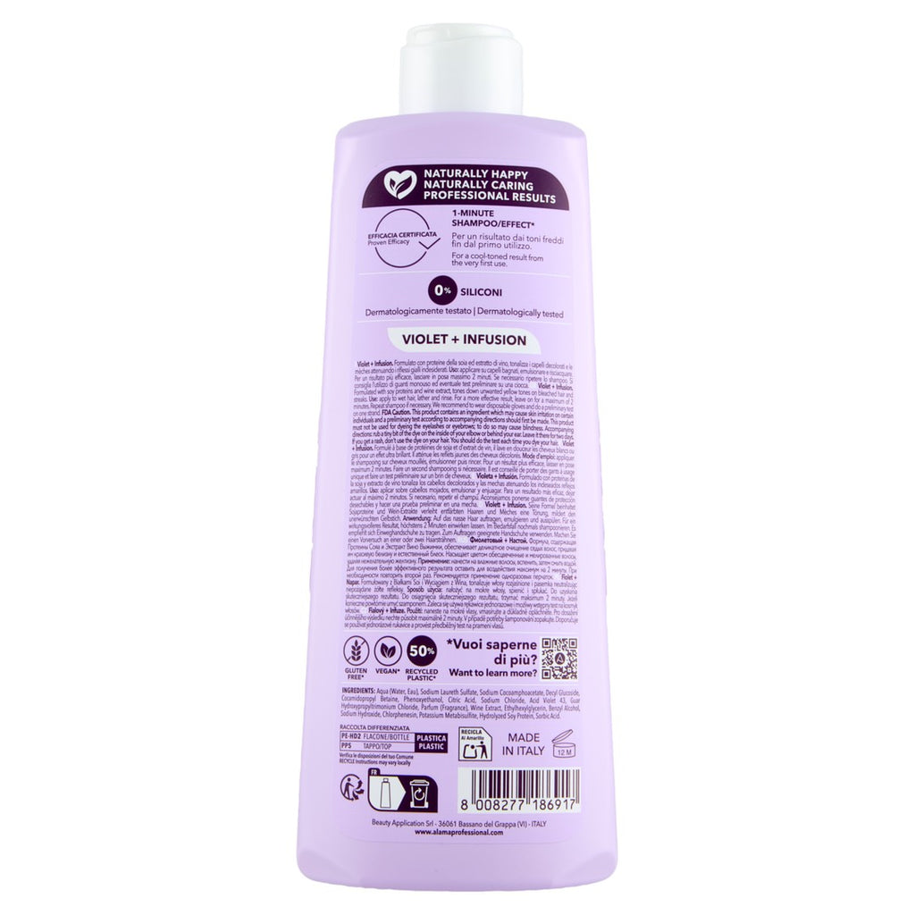 ALAMA No-Yellow Șampon anti-galben pentru păr blond, gri sau decolorat, 500 ml