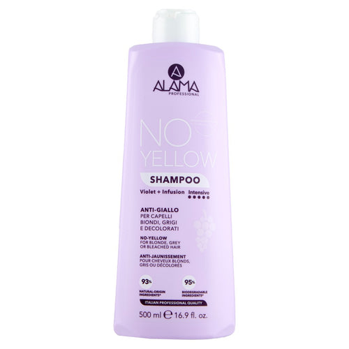 ALAMA No-Yellow Șampon anti-galben pentru păr blond, gri sau decolorat, 500 ml