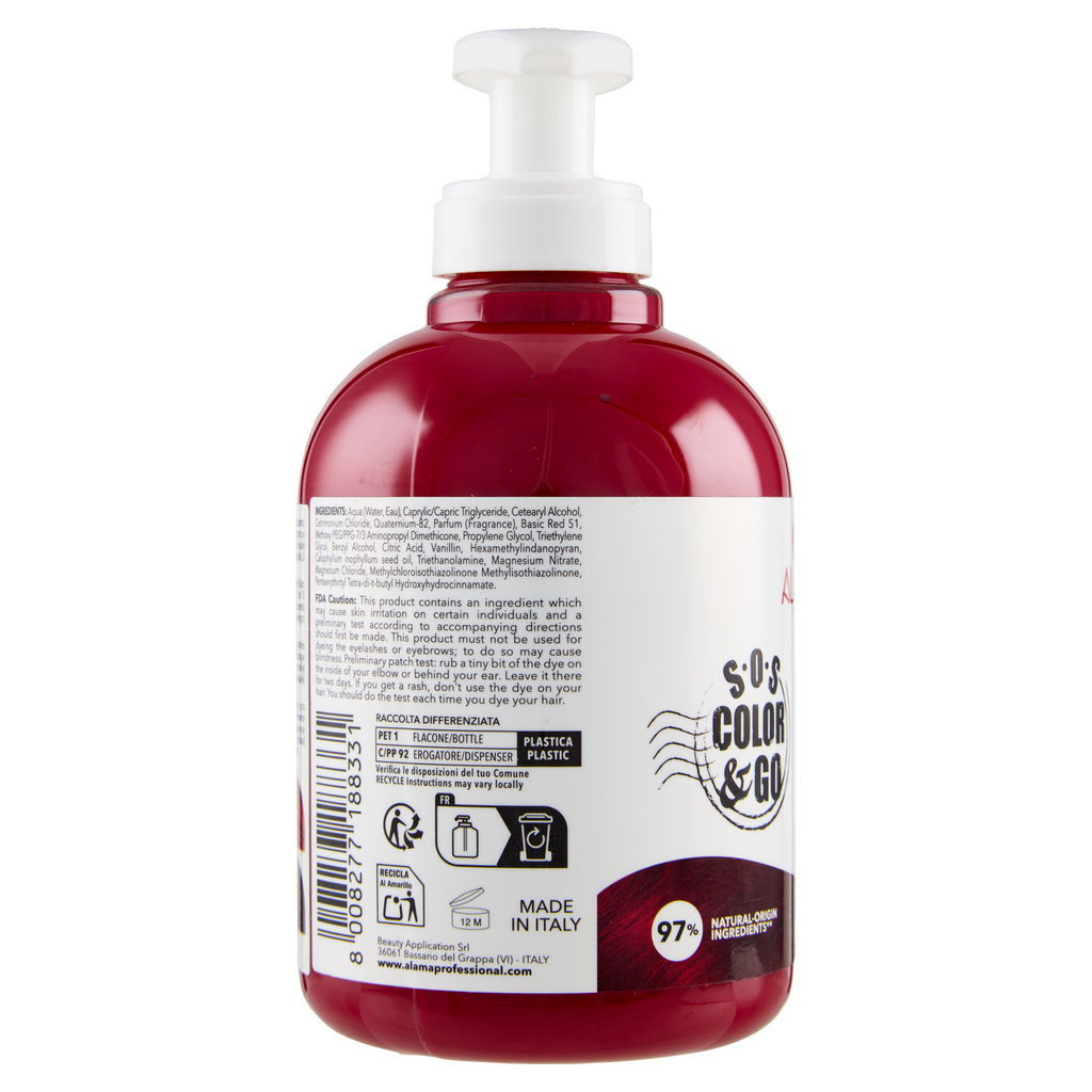 ALAMA S.O.S. Color&Go Mască nuanțatoare Roșu, 300 ml