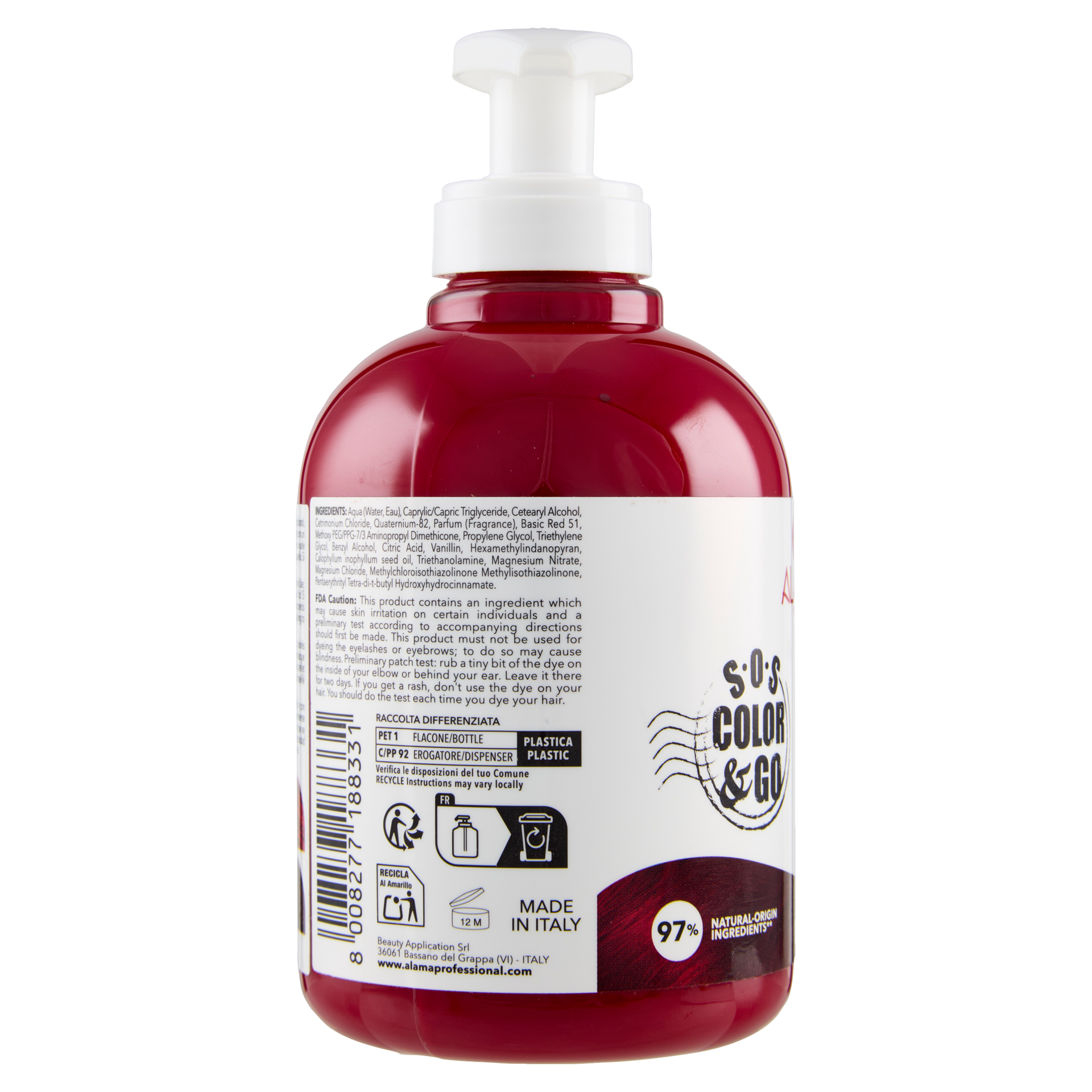 ALAMA S.O.S. Color&Go Mască nuanțatoare Roșu, 300 ml
