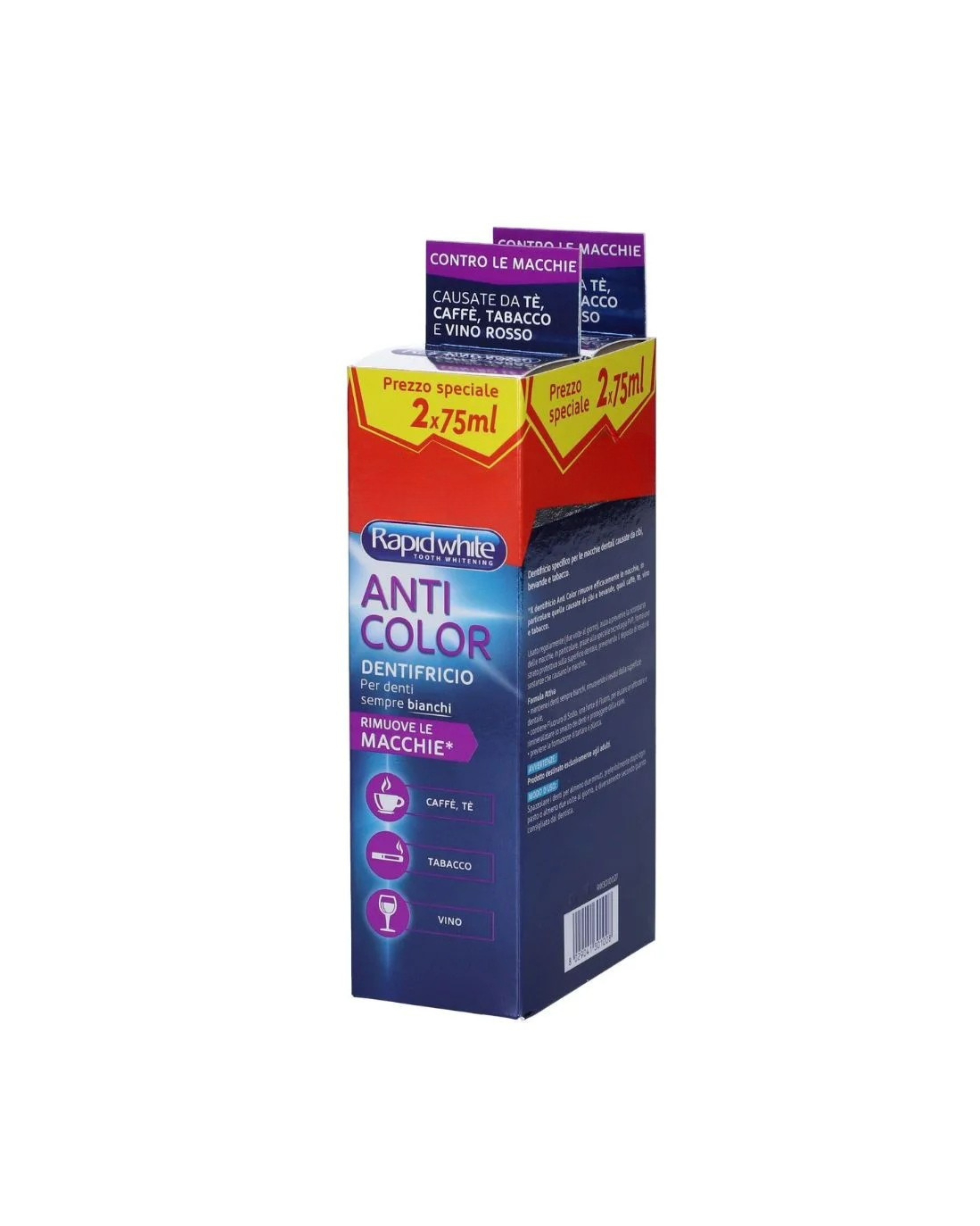 RAPID WHITE Anticolor – Pastă de dinți pentru albire, 2 x 75ml