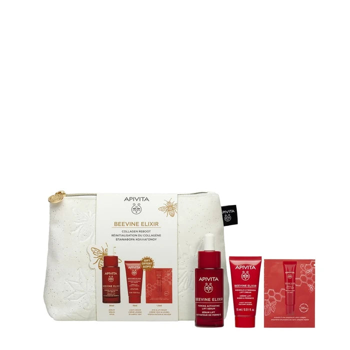 APIVITA Set Cadou Beevine Elixir – Ser Anti-Rid 30ml + Cremă Ușoară Anti-Rid 15ml + Cremă Contur Ochi Lifting și Fermitate 1,5ml
