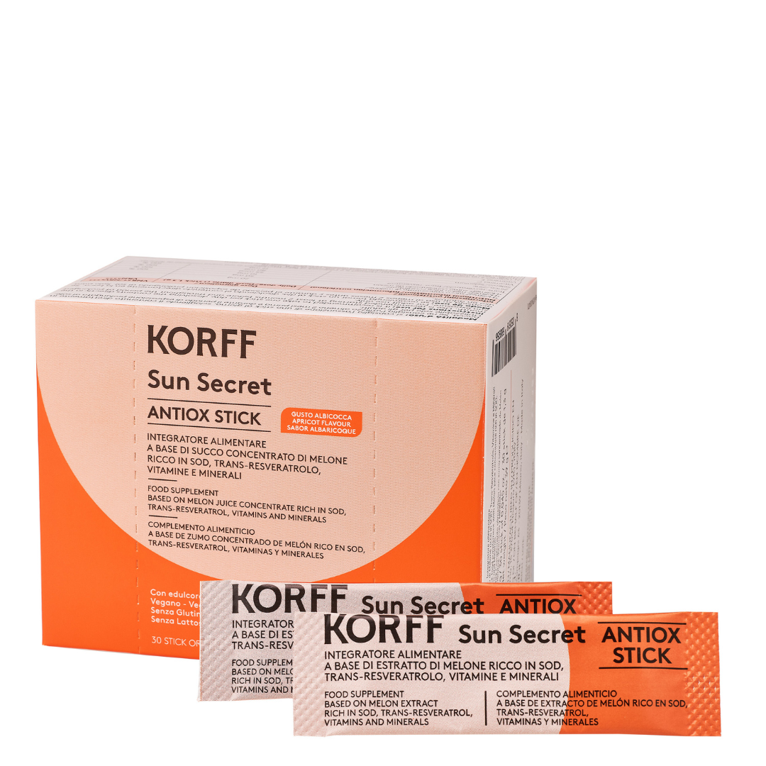 KORFF Sun Secret Antiox – Supliment antioxidant pentru expunerea la soare, 30 stickuri