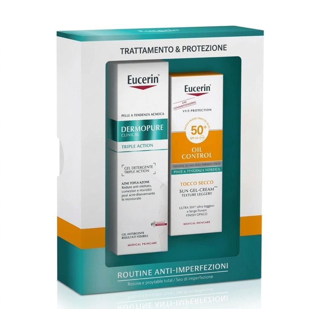 EUCERIN Sun DermoPure Routine – Set ser triplu anti-imperfecțiuni + Oil Control SPF 50+, 2 produse