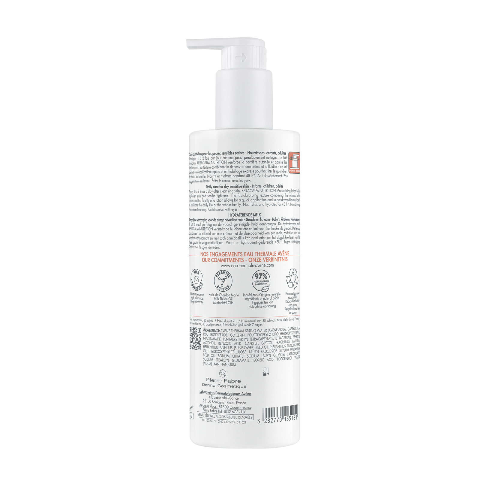 AVÈNE XeraCalm Nutrition lapte hidratant, 400 ml