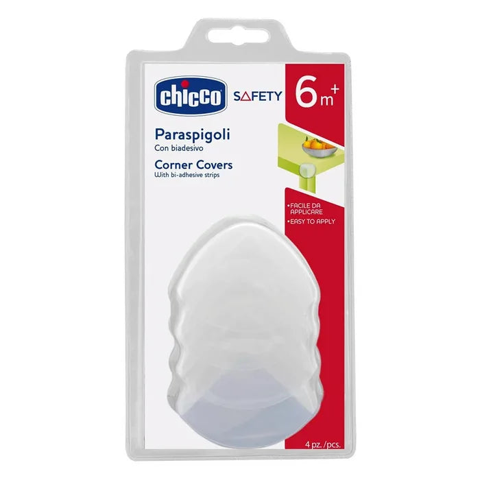 Chicco – Protecții colțuri cu bandă dublu-adezivă, 6M+, 4 bucăți