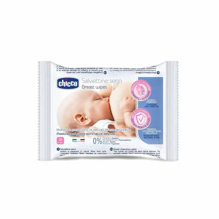 CHICCO – Șervețele Sân pentru Curățare Înainte și După Alăptare, 16 bucăți