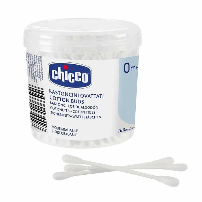 CHICCO – Bețișoare igienice din bumbac, pentru igiena urechilor, 160 bucăți