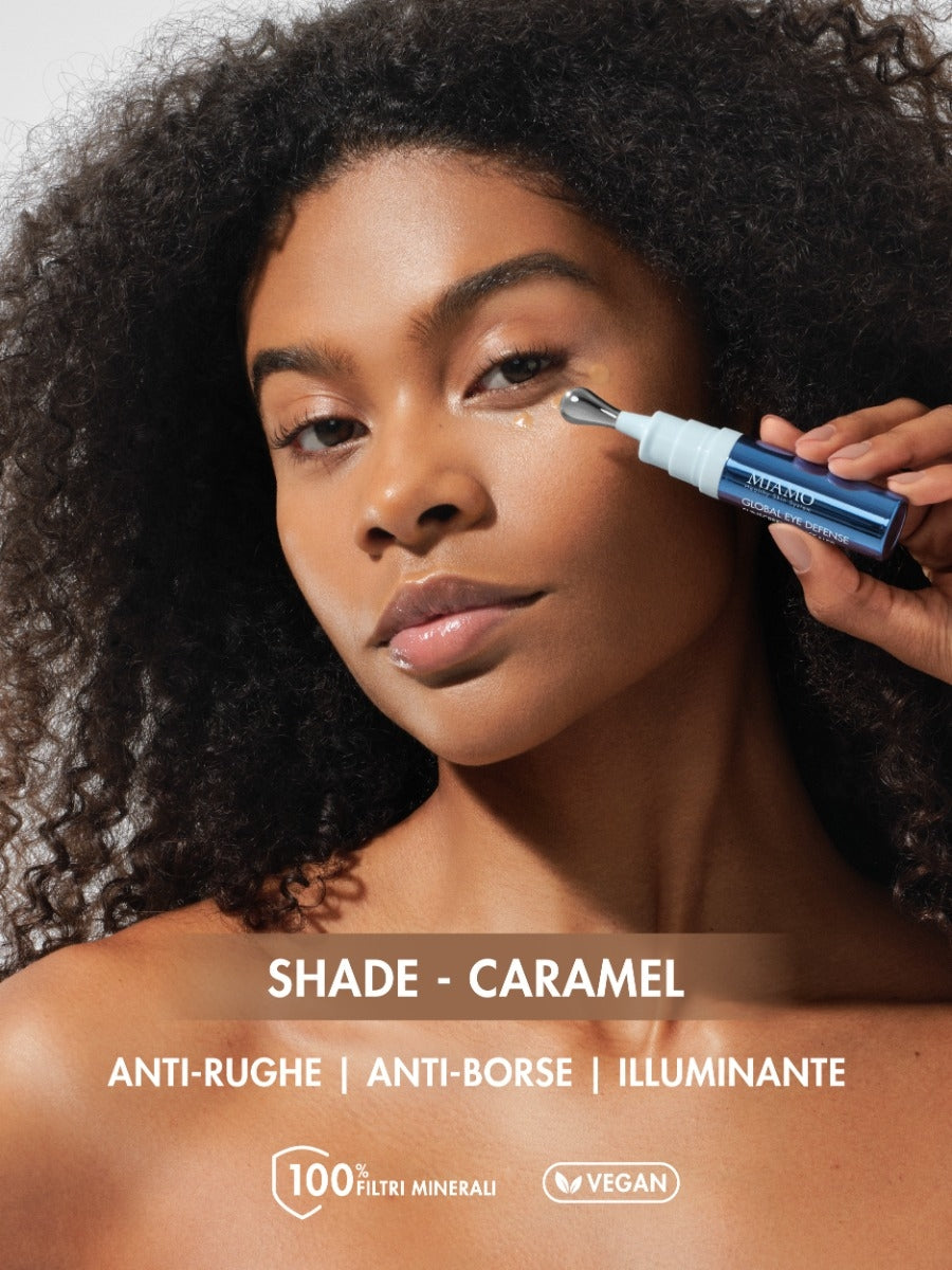 MIAMO Global Eye Defence Sunscreen Concealer Corector iluminator pentru conturul ochilor, antirid și anti-pun gi SPF 30 nuanța CARAMEL, 7.5 ml