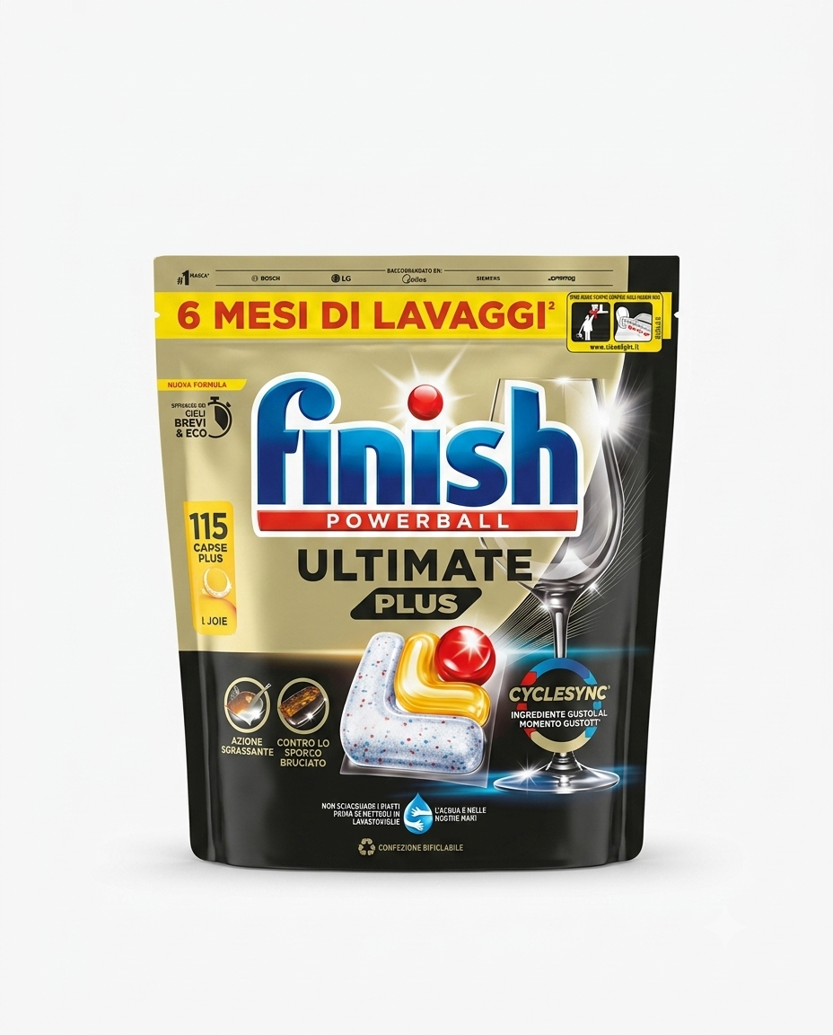 FINISH Ultimate Plus – capsule pentru mașina de spălat vase, Lămâie, 115 capsule