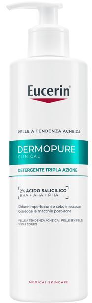 EUCERIN Dermopure Clinical - Gel de curățare cu triplă acțiune pentru ten gras, sensibil, cu tendință acneică 400 ml