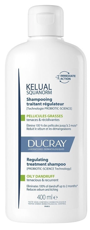 DUCRAY Kelual Squanorm – Șampon tratament reglator pentru mătreață grasă, 400 ml