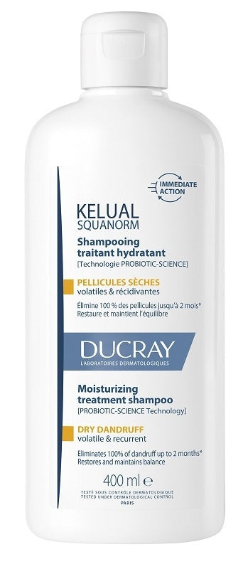 DUCRAY Kelual Squanorm – Șampon tratament hidratant pentru mătreață uscată, 400 ml