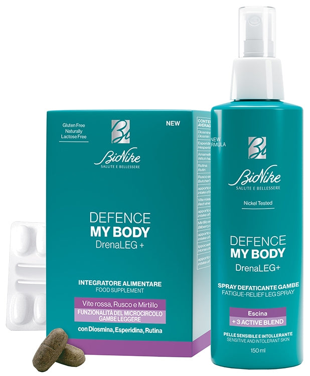 Kit BIONIKE Defence My Body DrenaLEG+, 60 capsule + spray defaticant 150ml, imbunatateste microcirculatia, reduce senzatia de greutate a picioarelor