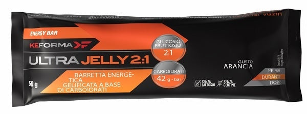 KEFORMA Ultra Jelly 2:1 Portocală - Baton energizant pentru energie rapidă în timpul sportului, 50 g
