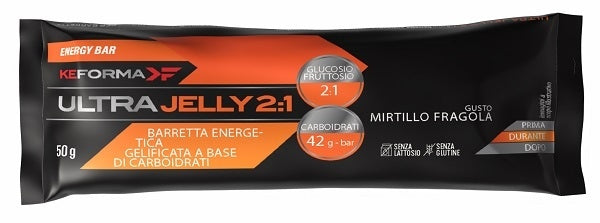 KEFORMA Ultra Jelly 2:1 - Baton energizant cu afine și căpșuni pentru energie rapidă, 50 g