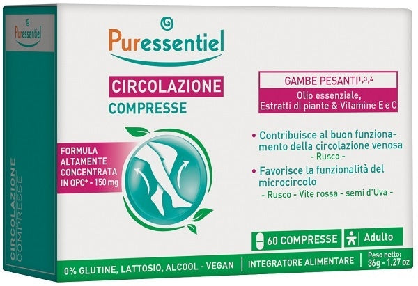 PURESSENTIEL Circulație - supliment pentru circulația venoasă și microcirculație, 60 comprimate