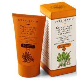 L'ERBOLARIO Linie solară SPF 30 – Cremă solară cu morcov, susan și unt de shea, 125 ml