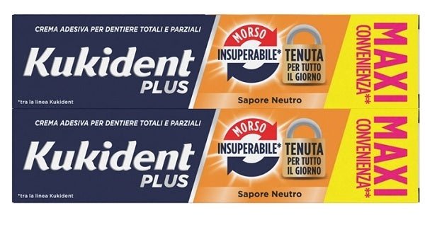Kukident Plus Aderență Foarte Puternică cremă adezivă pentru proteze dentare totale și parțiale, 2 x 57 g