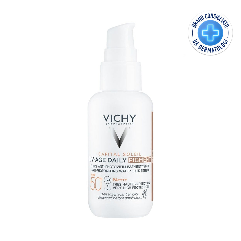 VICHY Capital Soleil UV-Age Daily Pigment Medium SPF50+ – Fluid colorat anti-fotoîmbătrânire 40 ml