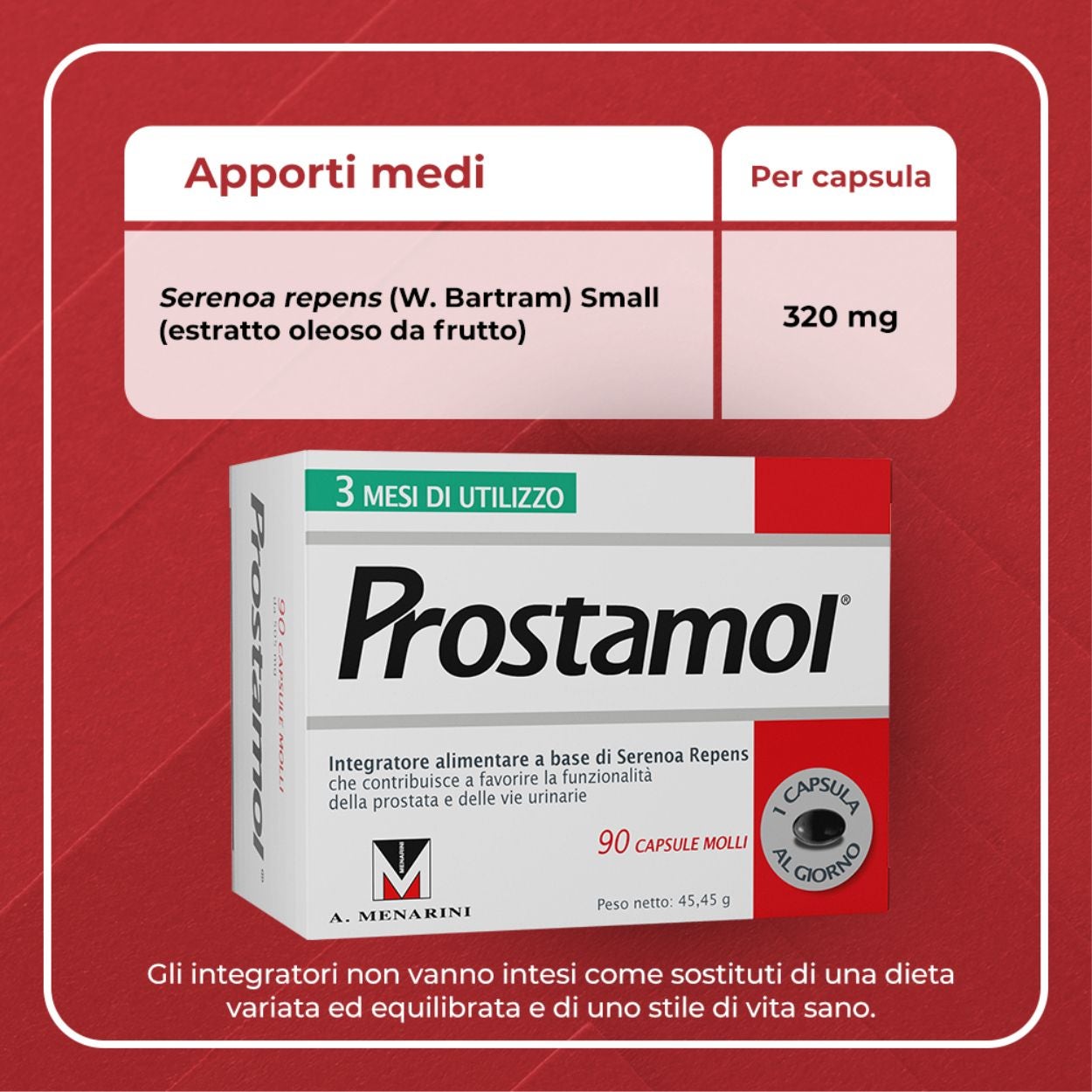 MENARINI Prostamol Supliment cu Serenoa repens pentru prostată și căile urinare, 90 capsule