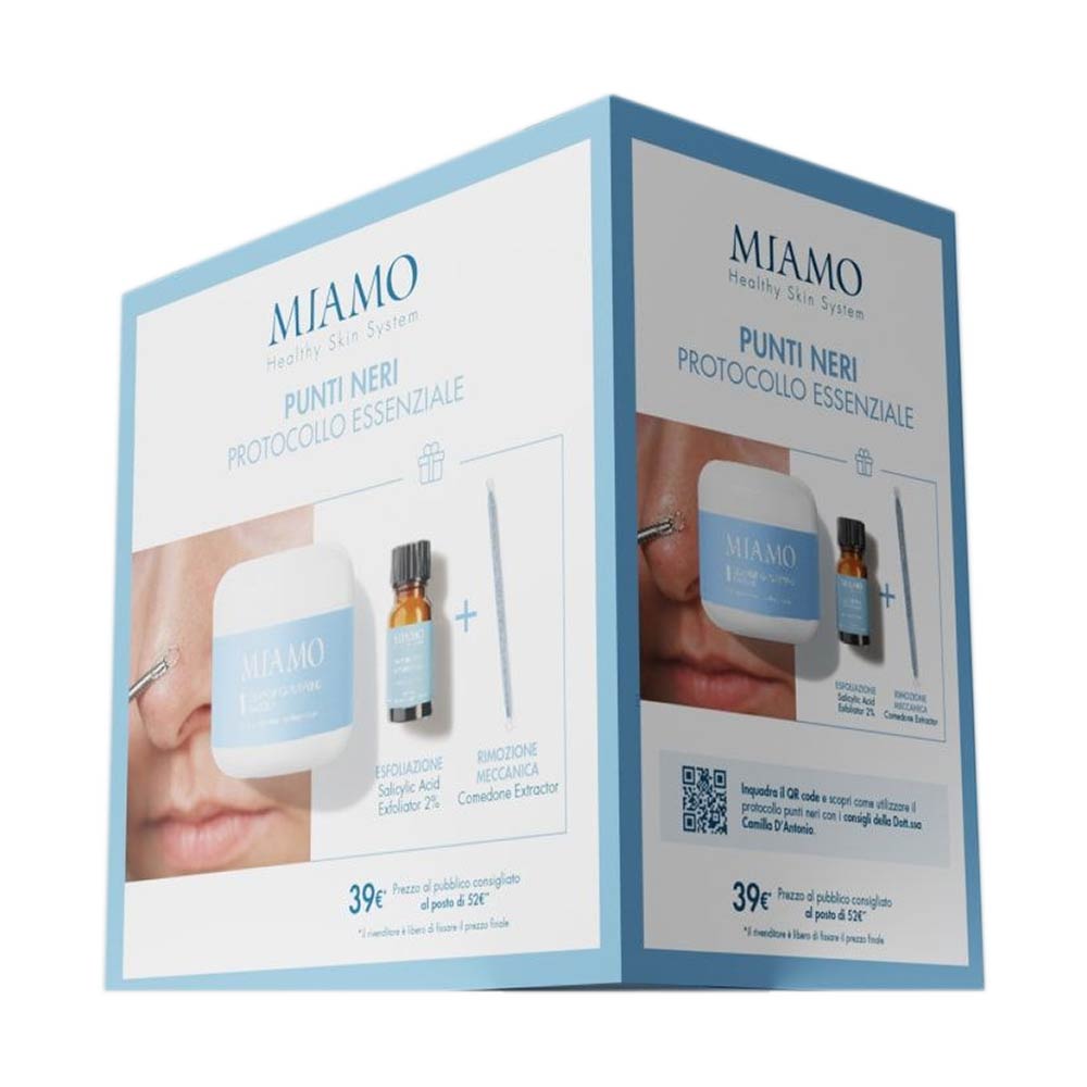 MIAMO Kit Punti Neri Cleansing Purifying Masque 60ml + Salicylic Acid Exfoliator 2% 2ml + Comedone Extractor
