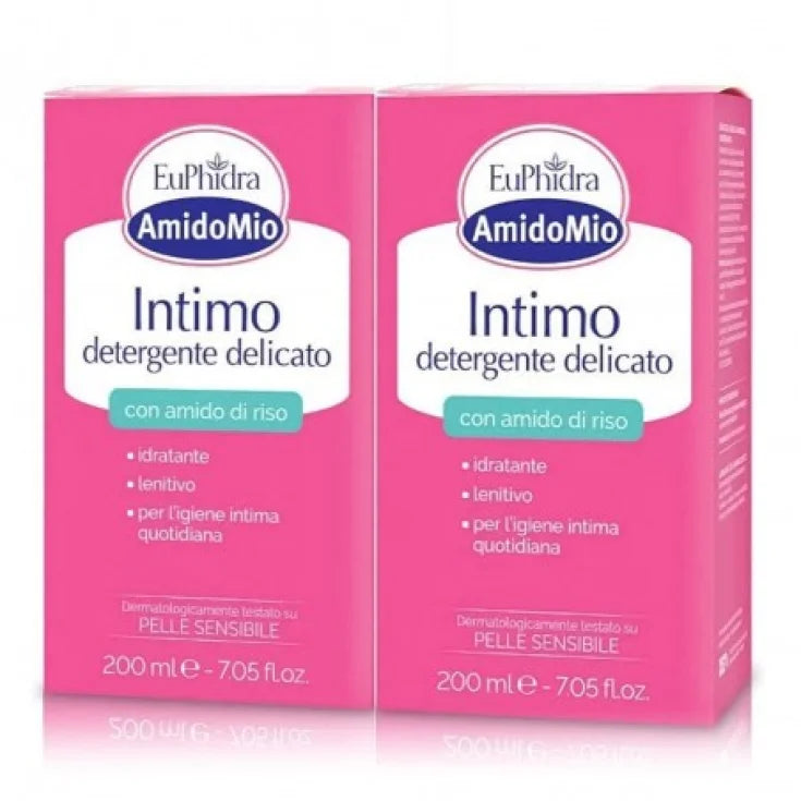 EUPHIDRA AmidoMio Detergent Intim Delicat pentru Piele Sensibilă, 2 x 200 ml