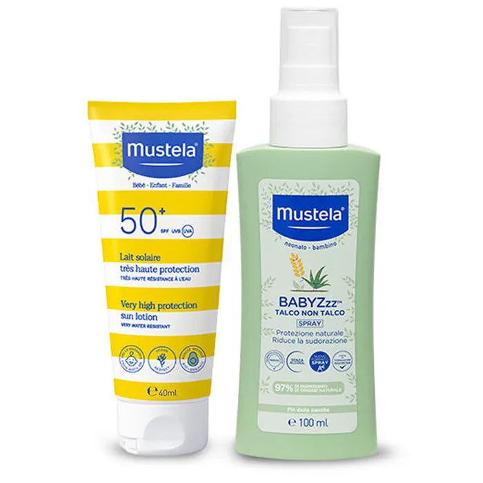 MUSTELA – Duo Special Lapte Solar SPF50+ 40ml + BABYZzz Talc Non Talc Spray 100ml
