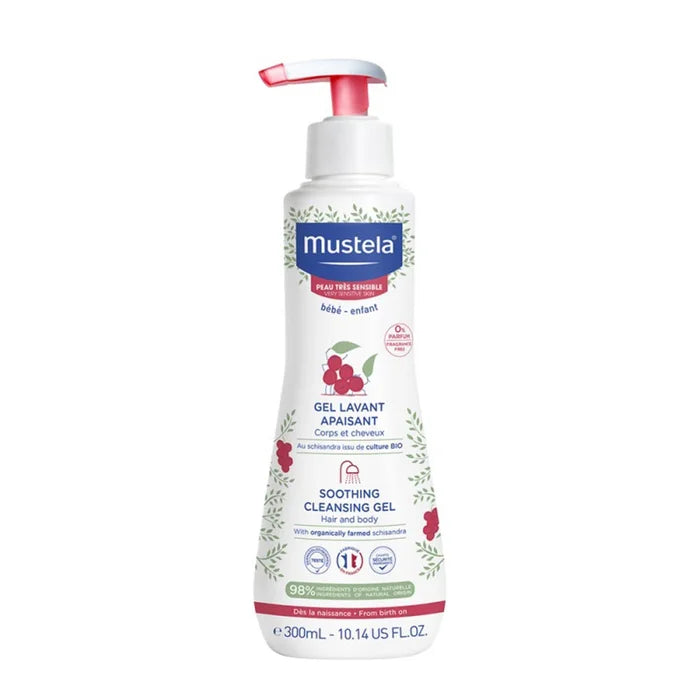 MUSTELA – Gel Detergent Liniștitor pentru Corp și Păr Copii, Piele Hipersensibilă, 300ml