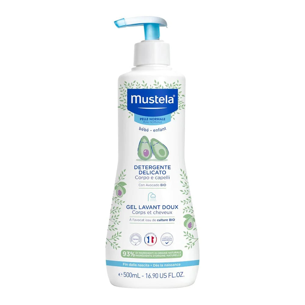 MUSTELA Gel de curățare delicat pentru corp și păr – Acțiune Calmanta și Lenitivă, 500 ml
