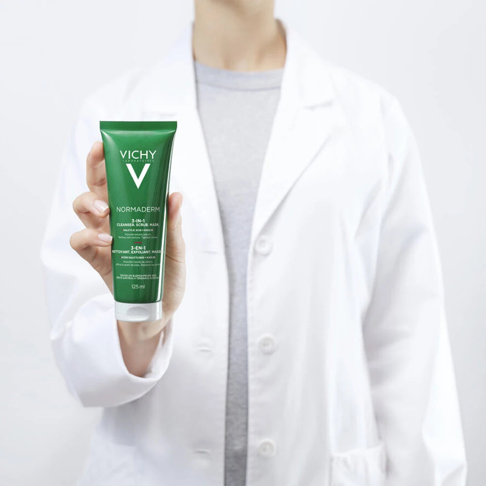 Vichy Normaderm 3 în 1 Exfoliant + Cremă de curățare + Mască  – 125 ml