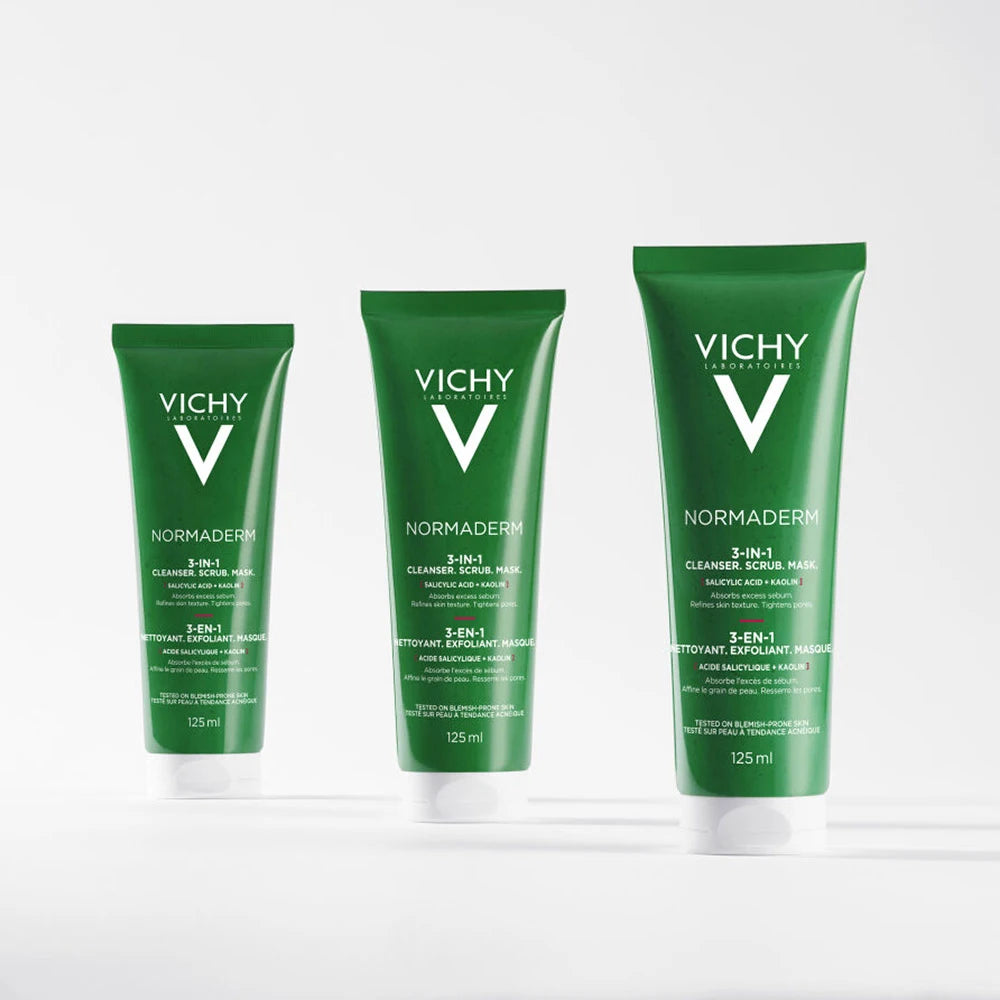 Vichy Normaderm 3 în 1 Exfoliant + Cremă de curățare + Mască  – 125 ml