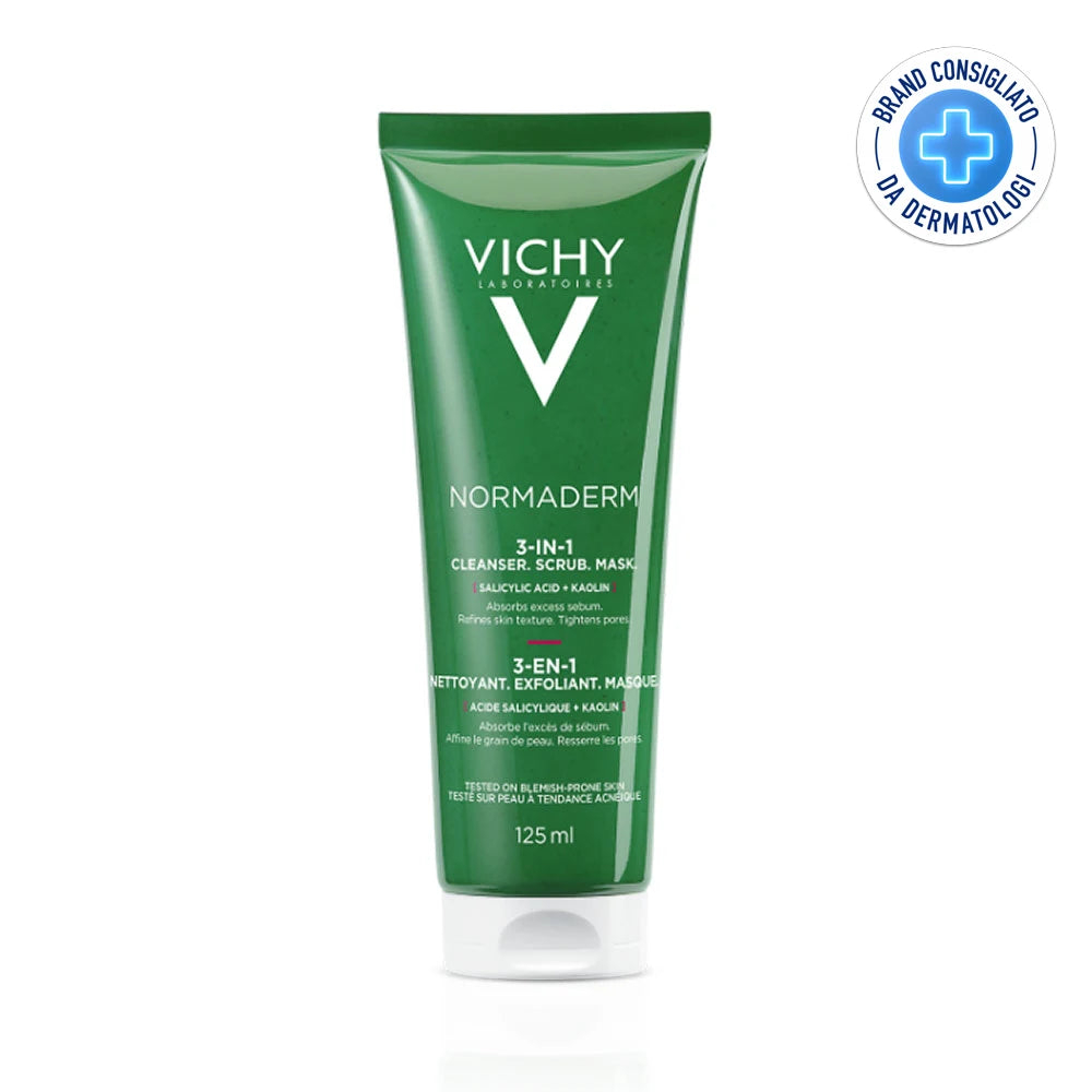 Vichy Normaderm 3 în 1 Exfoliant + Cremă de curățare + Mască  – 125 ml