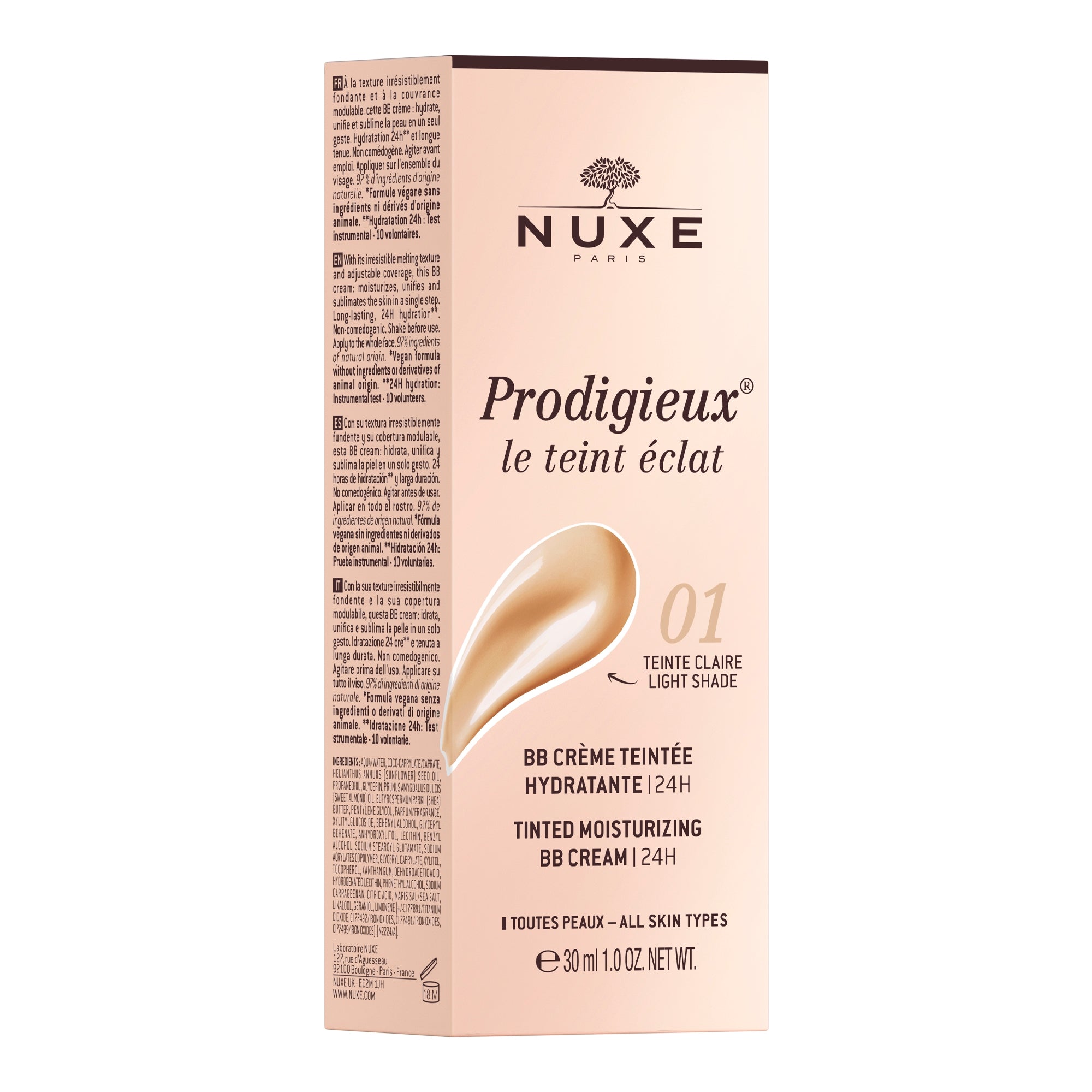 NUXE Prodi gieux - Le Teint Eclat BB Cream hidratantă nuanță deschisă, 30 ml