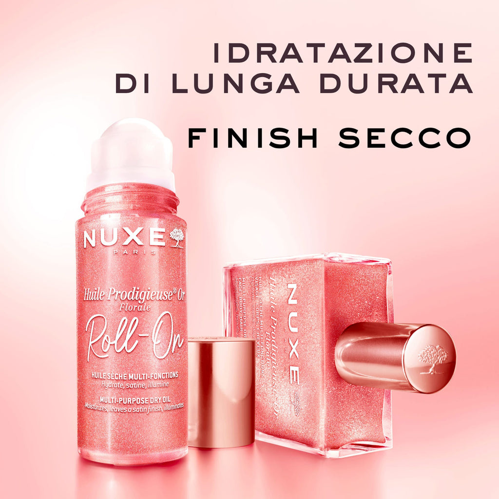 NUXE Huile Prodigieuse Or Florale roll-on hidratant, satinat și iluminator, 60 ml