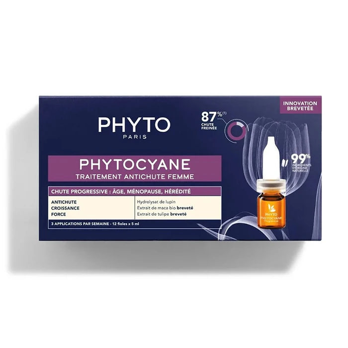 PHYTO PHYTOCYANE – Tratament Anti-Cădere Progresivă pentru Femei, 12 fiole