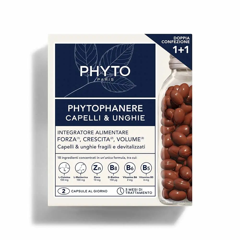 Phyto Phytophanere – Duo supliment alimentar pentru căderea temporară a părului și pentru unghii, pentru forță, creștere și volum, 180 capsule