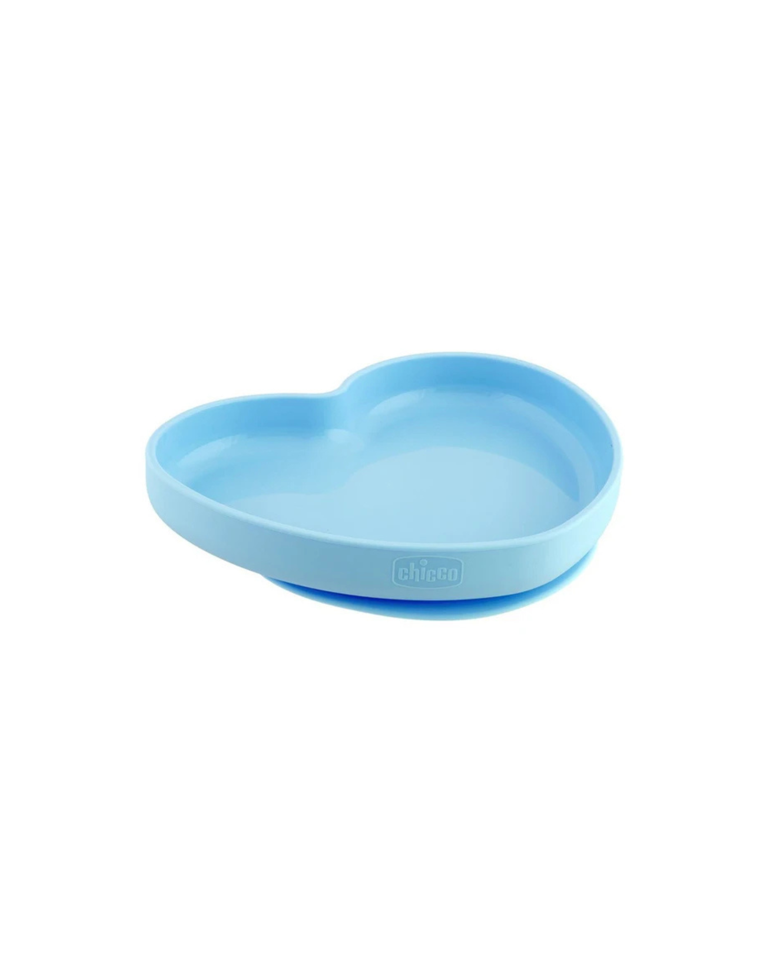 CHICCO – Farfurie din silicon în formă de inimă, cu ventuză, culoare albastră