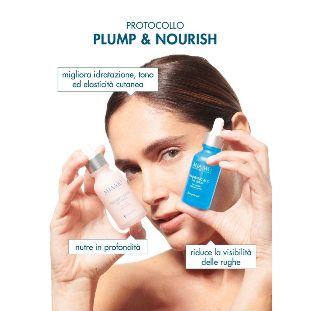 MIAMO Protocol pentru volum și hrănire Hyaluronic Acid L.H. Serum 30 ml + Nourish 3-Biotic Rich Serum 10 ml