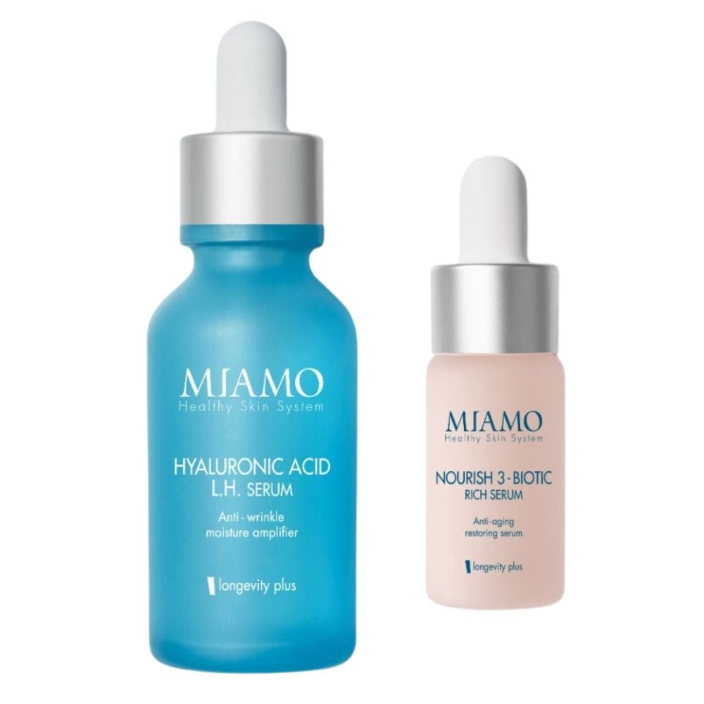 MIAMO Protocol pentru volum și hrănire Hyaluronic Acid L.H. Serum 30 ml + Nourish 3-Biotic Rich Serum 10 ml