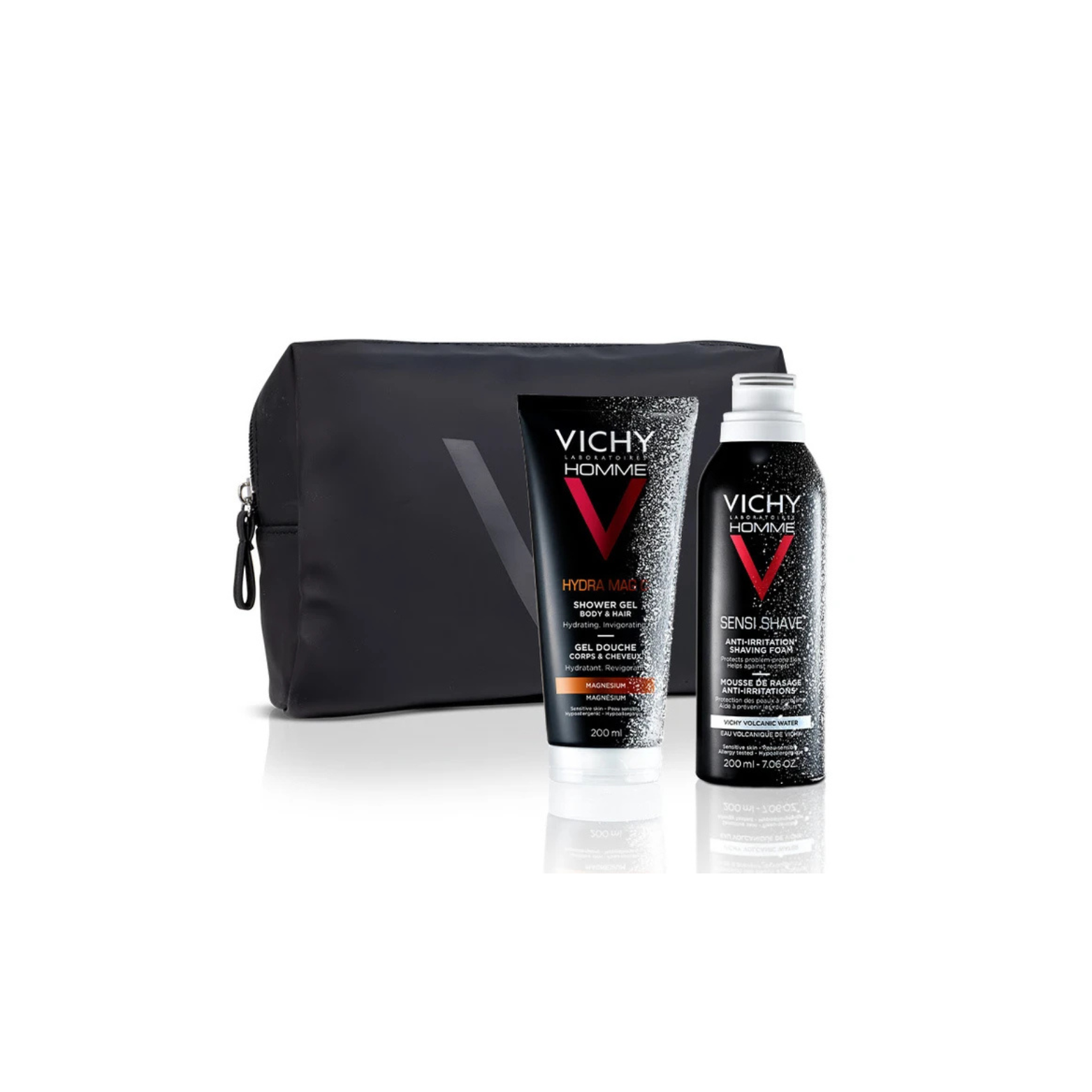 VICHY – Set Cadou Bărbați Hydra Mag C Gel de Duș 200ml + Sensi Shave Spumă de Ras 200ml