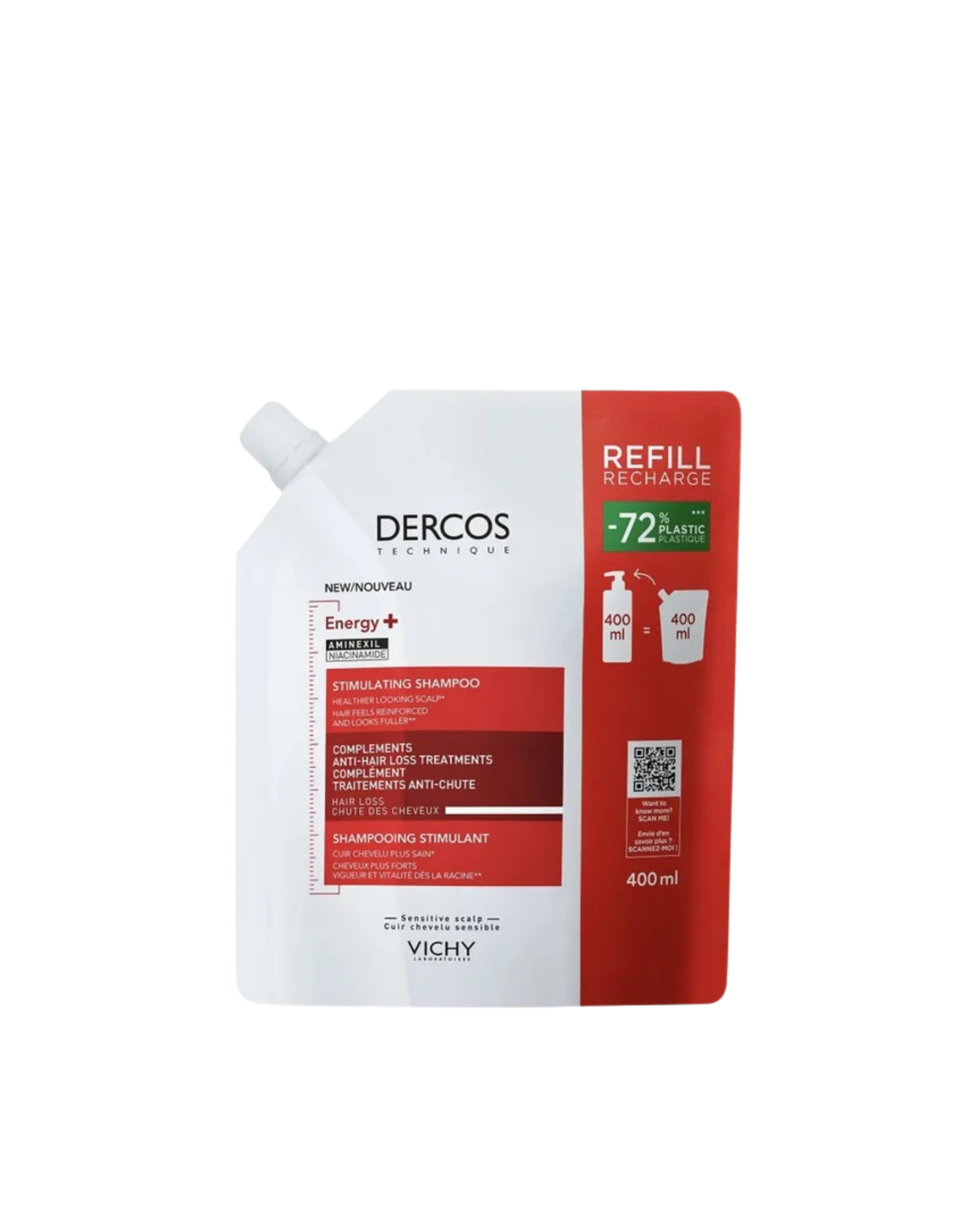 VICHY DERCOS ENERGY+ - Șampon Energizant Anticădere Eco Ricarcă, 400 ml
