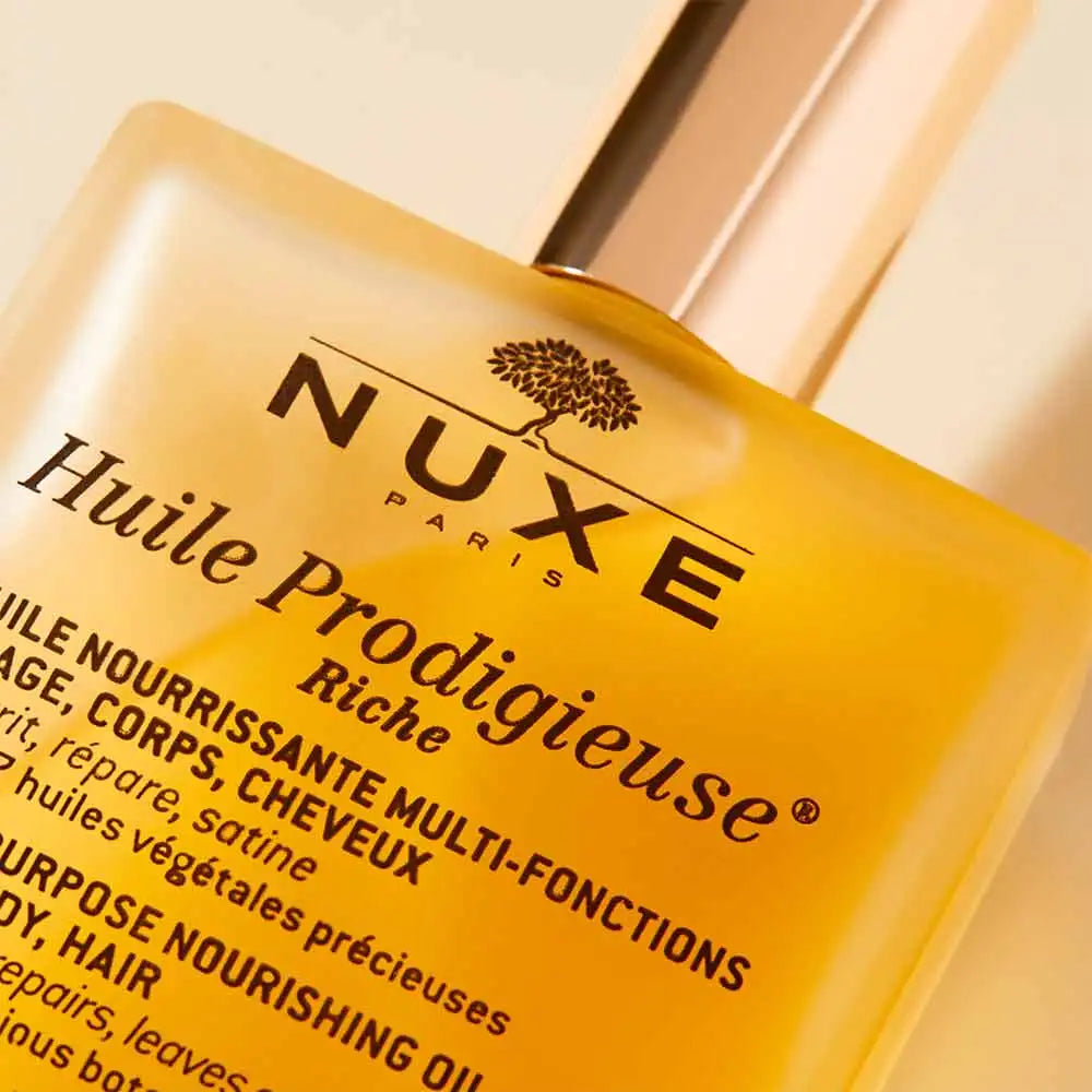 NUXE Huile Prodigieuse Riche – Ulei Uscat Multifuncțional Intens Hrănitor pentru Față, Corp și Păr, 100 ml