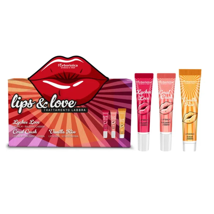 L'ERBORISTICA LIP & LOVE – Set Cadou cu Scrub pentru Buze 10 ml + 2 Balsamuri pentru Buze 10 ml