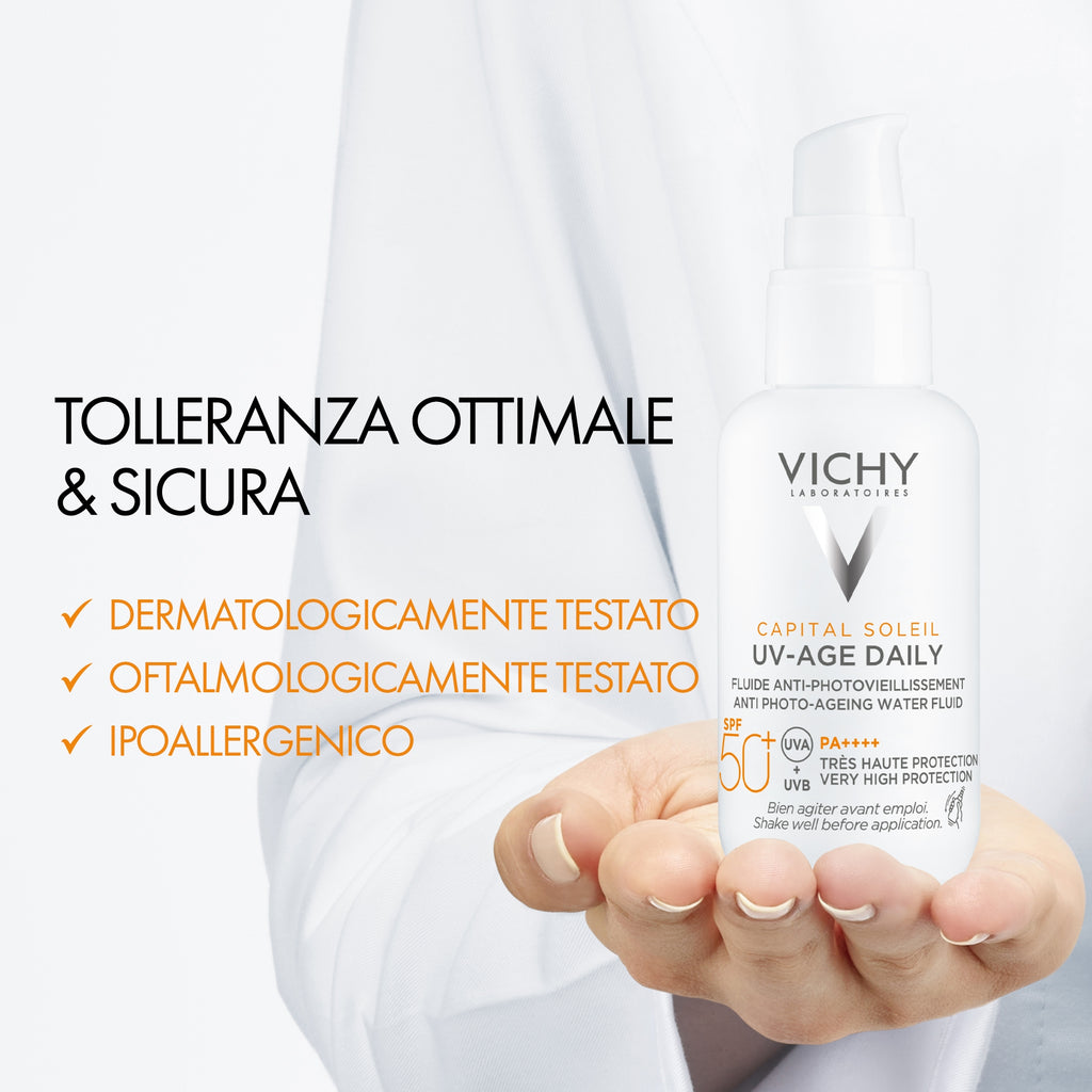 VICHY Capital Soleil UV-Age Daily SPF50+ – Fluid anti-fotoîmbătrânire pentru față 80 ml