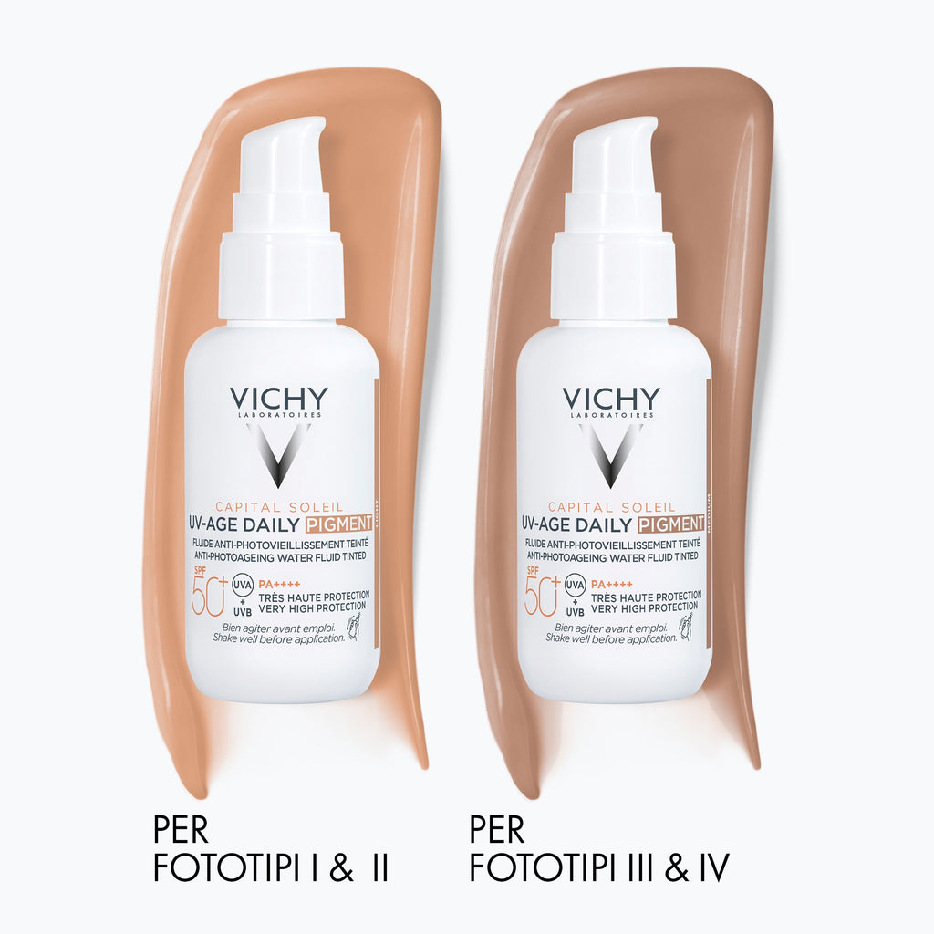 VICHY Capital Soleil UV-Age Daily Pigment Medium SPF50+ – Fluid colorat anti-fotoîmbătrânire 40 ml