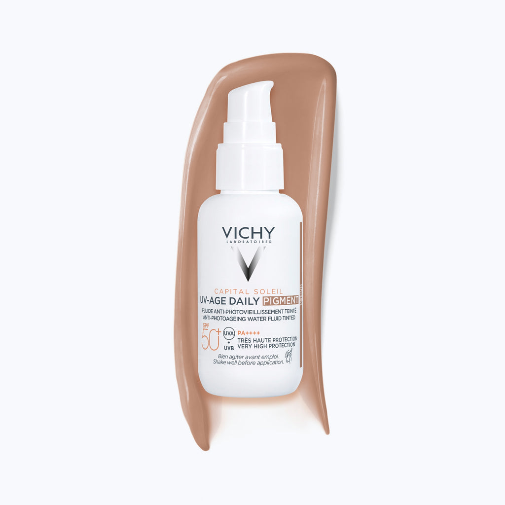 VICHY Capital Soleil UV-Age Daily Pigment Medium SPF50+ – Fluid colorat anti-fotoîmbătrânire 40 ml