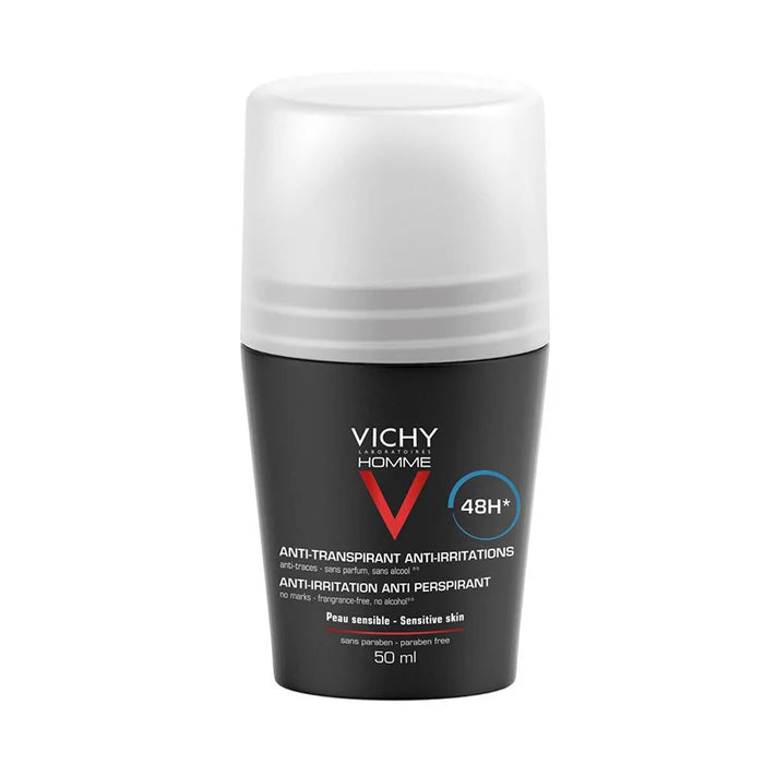 Vichy Homme – Deodorant Roll-On Antiperspirant cu Efect Calmant 48H, 50 ml